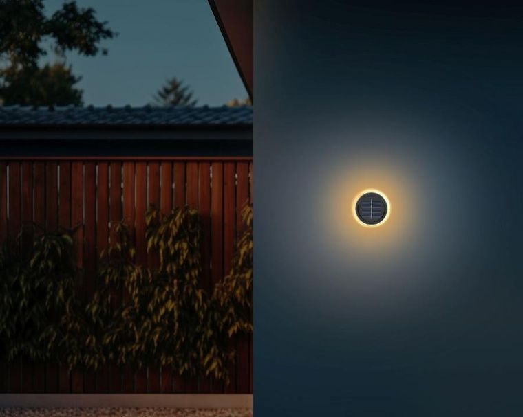 Saska Garden, lampy solarne dyskowe do wbicia w grunt lub montażu na ścianie, 2 szt.