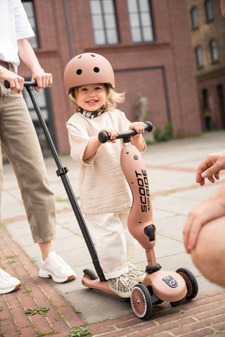 Scoot & Ride, Highwaykick 1, Push and Go, jeździk i hulajnoga z rączką do prowadzenia 2w1, Mocha