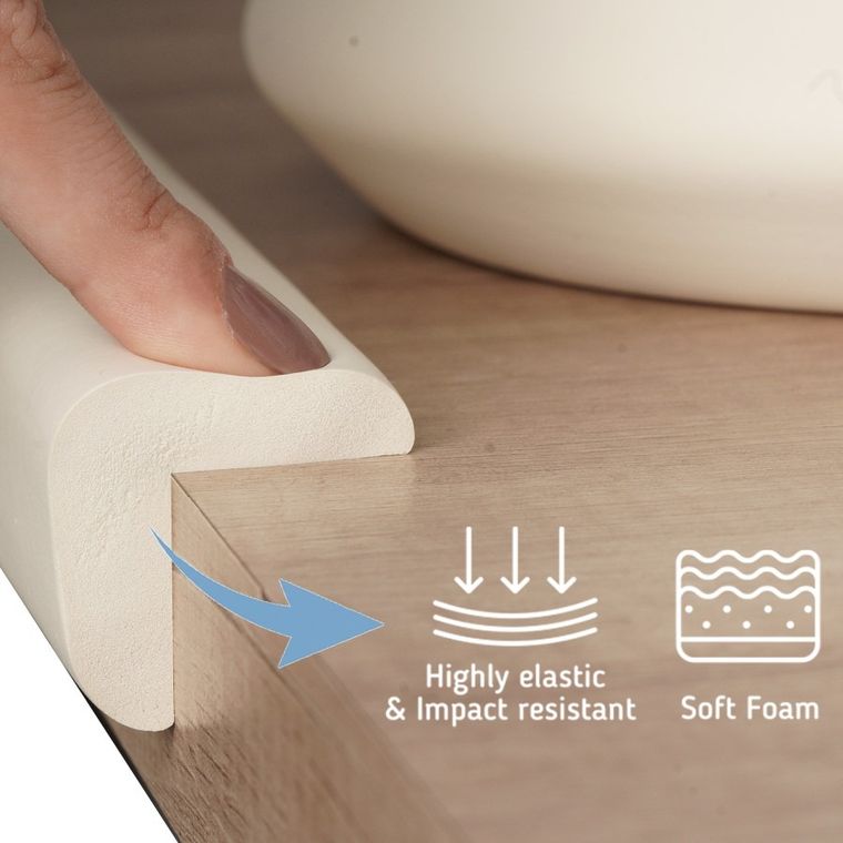 Sipo, piankowa taśma zabezpieczająca ostre krawędzie mebli, 2 metry, kremowa