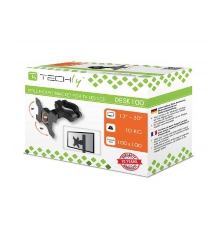 Techly, uchwyt na słup do monitora, LED/LCD 13-30, 10 kg, VESA regulowany, czarny