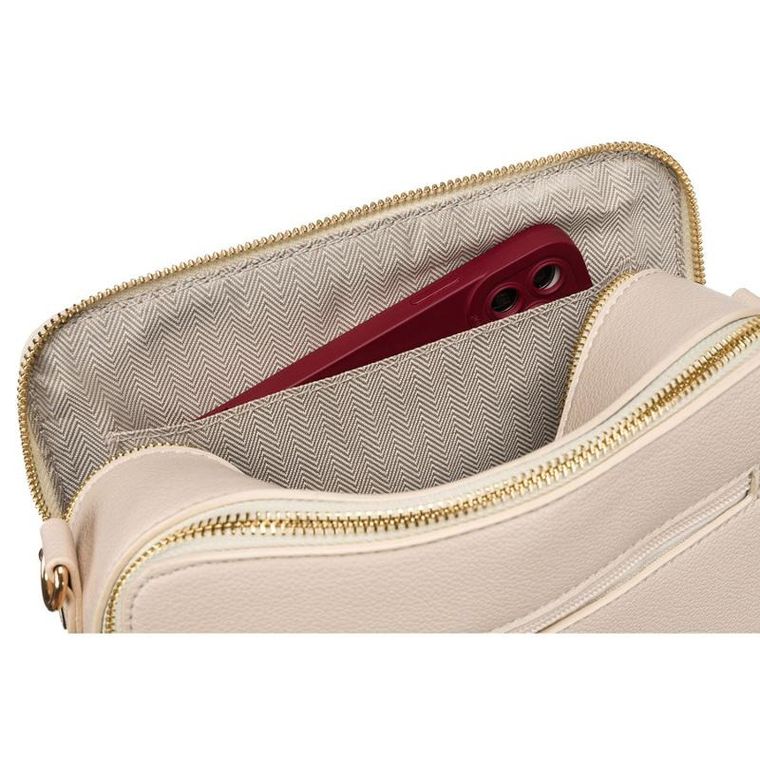 Torebka listonoszka, beżowa, skóra ekologiczna, Peterson