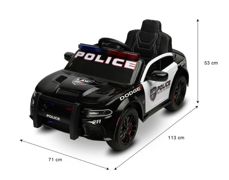 Toyz, Dodge Charger, Policja, pojazd na akumulator, czarny