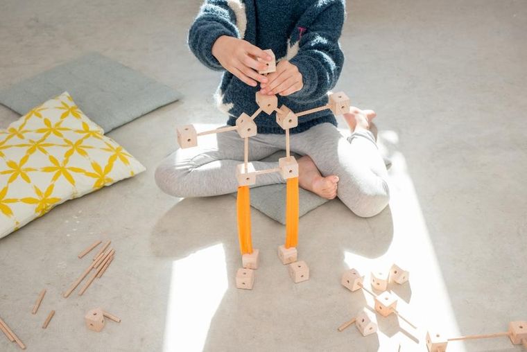 Trigonos, Mini Trigonos L, drewniane klocki konstrukcyjne, 130 elementów