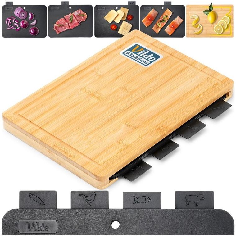Vilde, deski do krojenia ze stojakiem, 5 elementów