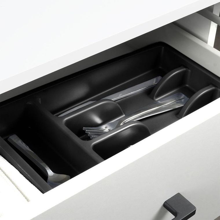 Vilde, organizer na sztućce, wkład do szuflady, czarny, 36-25,5-6 cm