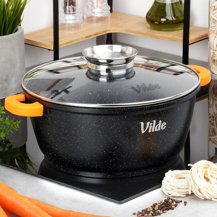 Vilde, Terruna Aroma, garnek ze szklaną pokrywką, granitowy, 28 cm, 5,8l