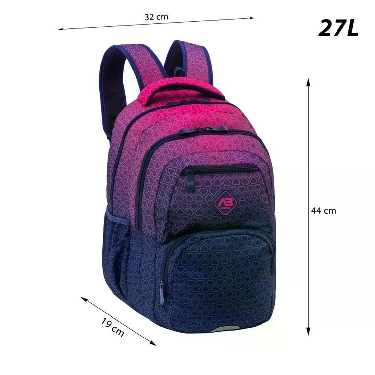 Abag, plecak szkolny, 3-komorowy, hexagon pink ombre