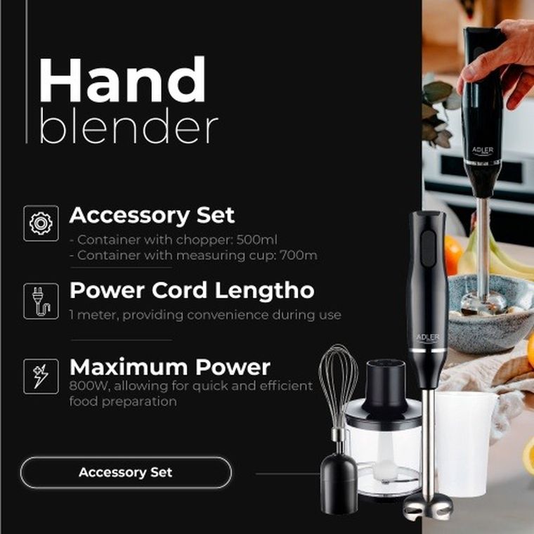 Adler, blender ręczny z miarką