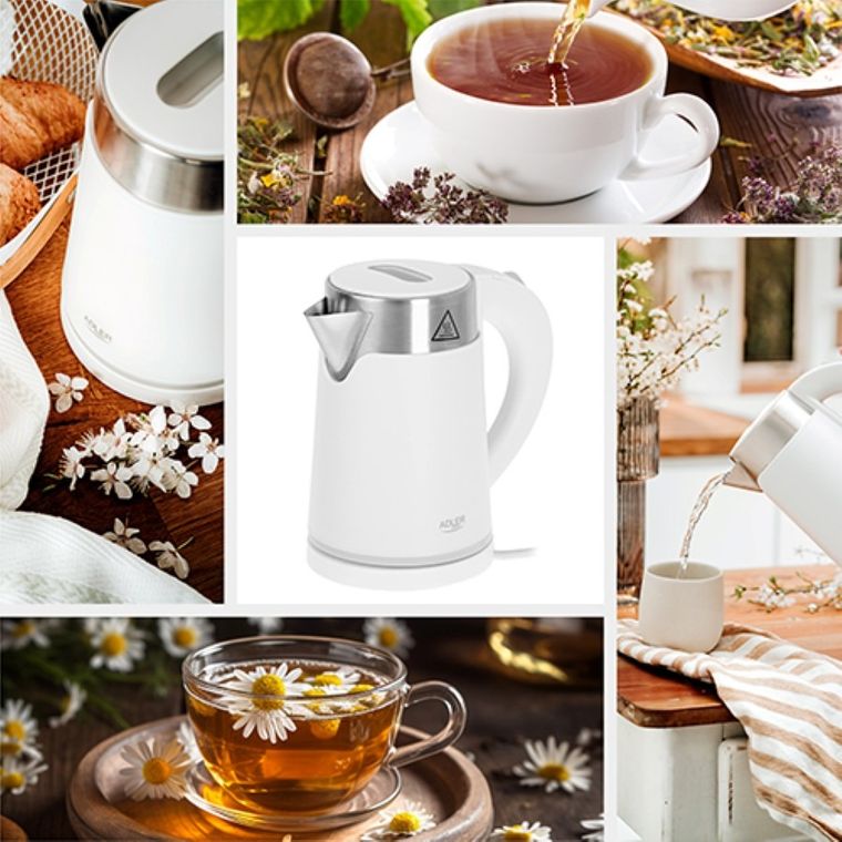 Adler, czajnik elektryczny, biały, 0,6l, AD 1372