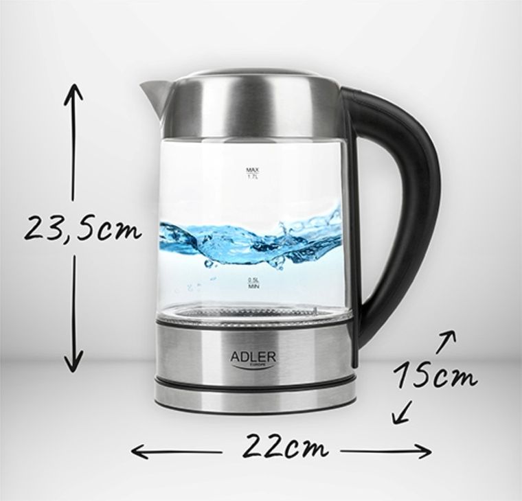 Adler, czajnik szklany, 1.7 l