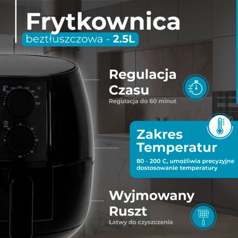 Adler, frytkownica beztłuszczowa, air fryer, 2,5l