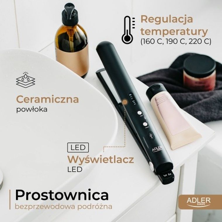 Adler, prostownica bezprzewodowa podróżna, USB