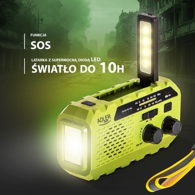 Adler, radio solarne z korbką ręczną