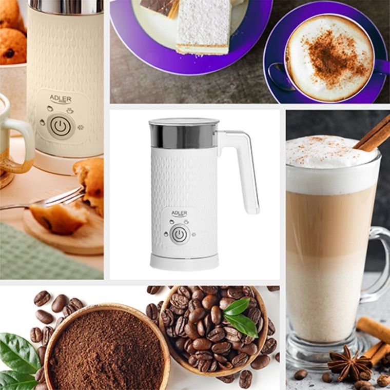 Adler, spieniacz do mleka 2w1, spienianie i podgrzewanie (latte i cappucino), AD 4495, kremowy