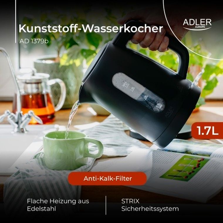 Adler, Strix, czajnik elektryczny, czarny, 1,7l