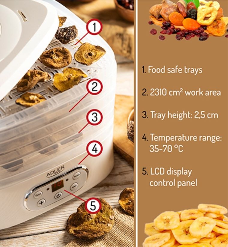 Adler, suszarka do owoców i warzyw, AD6658