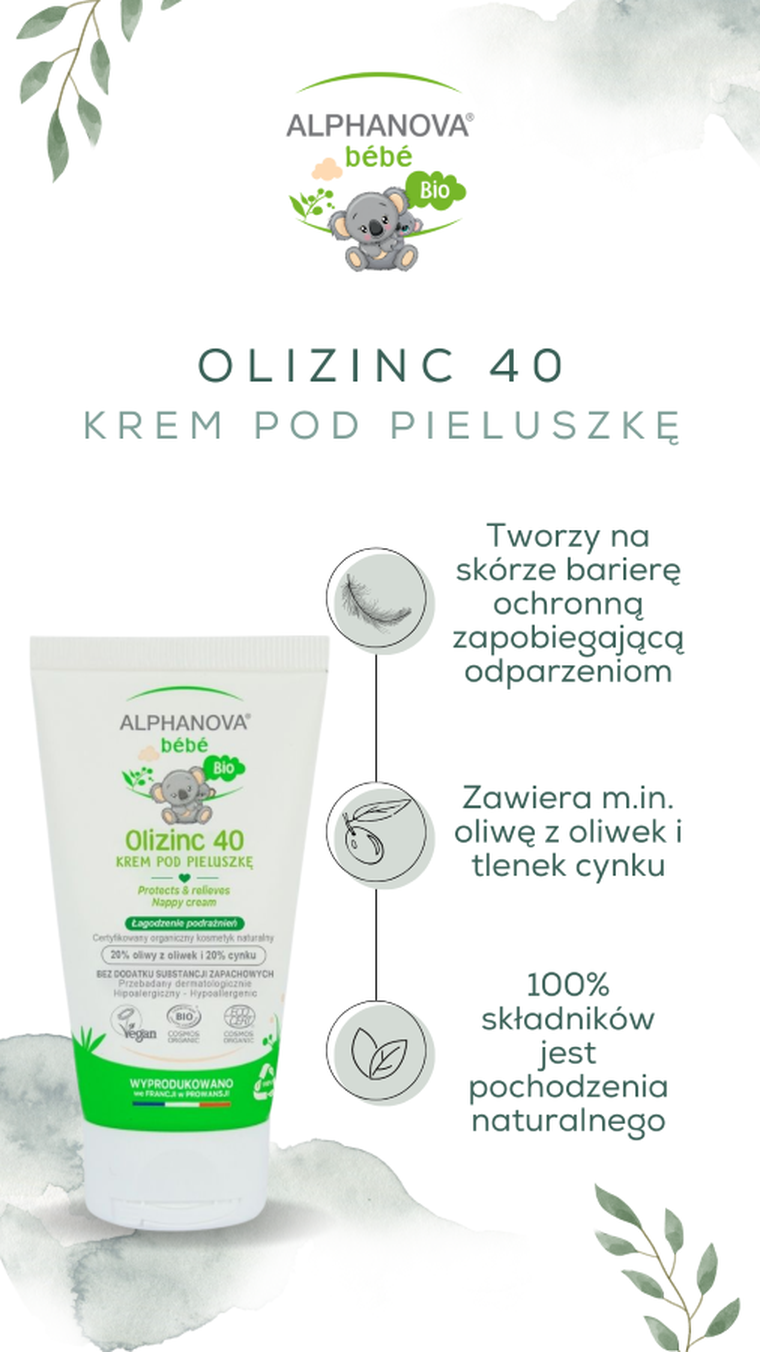 Alphanova Bebe, krem przeciw odparzeniom, Olizinc 40, 50 g