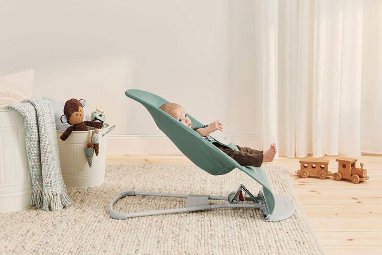 BabyBjörn, Balance Soft Woven/Jersey, leżaczek, jasnoszałwiowy-szary