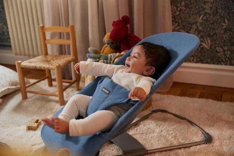 BabyBjörn, Bliss Woven, leżaczek bujaczek, melanżowy niebieski