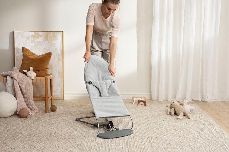 BabyBjörn, Bliss Woven, leżaczek, jasny szary, melanż