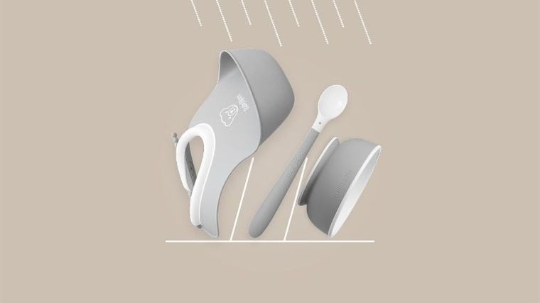 BabyBjörn, zestaw do karmienia, Light Grey, 3 szt.