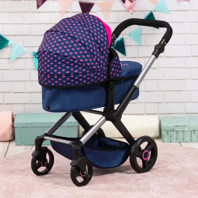 Bayer Design, Xeo Combi, głęboki wózek dla lalek z torbą, niebieski z jednorożcem