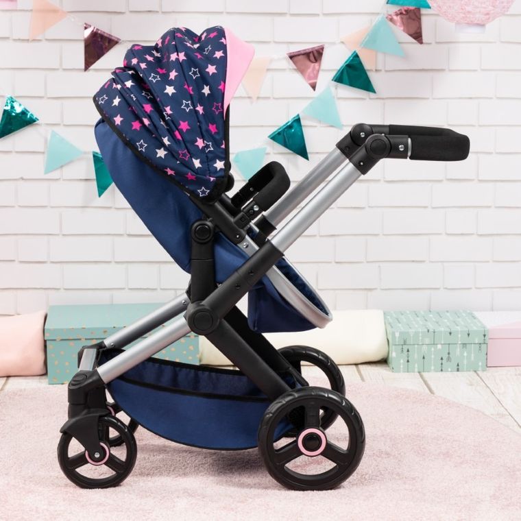 Bayer Design, Xeo Combi, głęboki wózek dla lalek z torbą, niebieski z wróżką