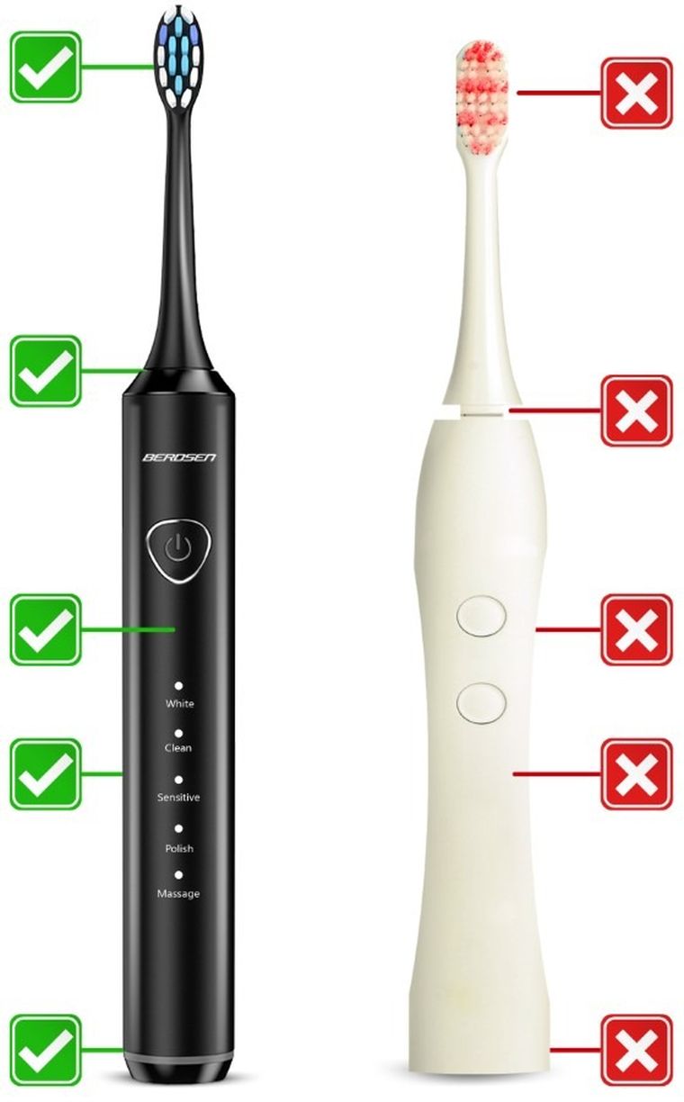 Berdsen, Sonica B5, szczoteczka soniczna do zębów, czarna