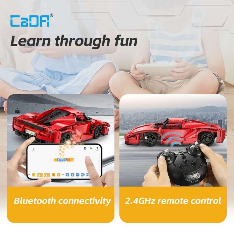 Cada, Red Blade Sport Car, pojazd zdalnie sterowany, Dual Mode, czerwony, 1:14, 32 cm, 405 elementów