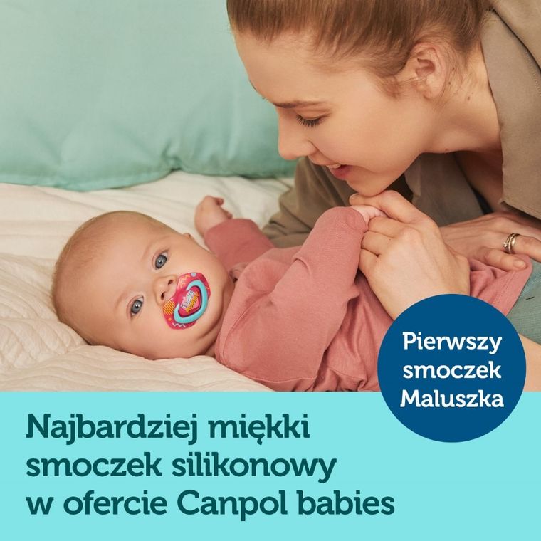 Canpol babies, Neon Love, smoczek uspokajający, silikonowy, symetryczny, 6-18m, 2 szt., różowy