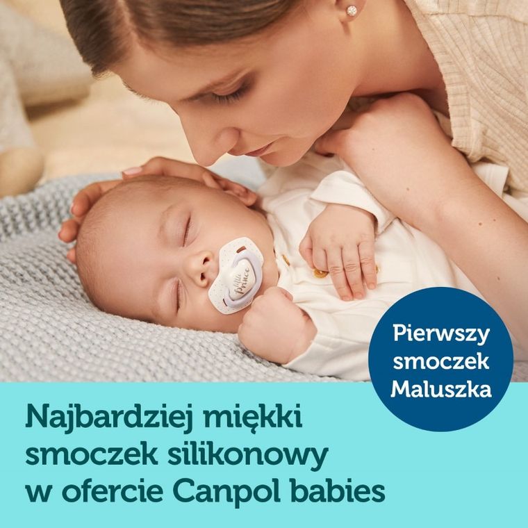 Canpol babies, Royal Baby, smoczek uspokajający, silikonowy, symetryczny, 0-6m, 2 szt., różowy