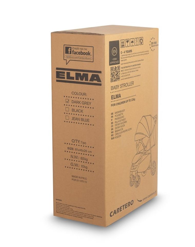 Caretero, Elma, wózek spacerowy, Dark Grey