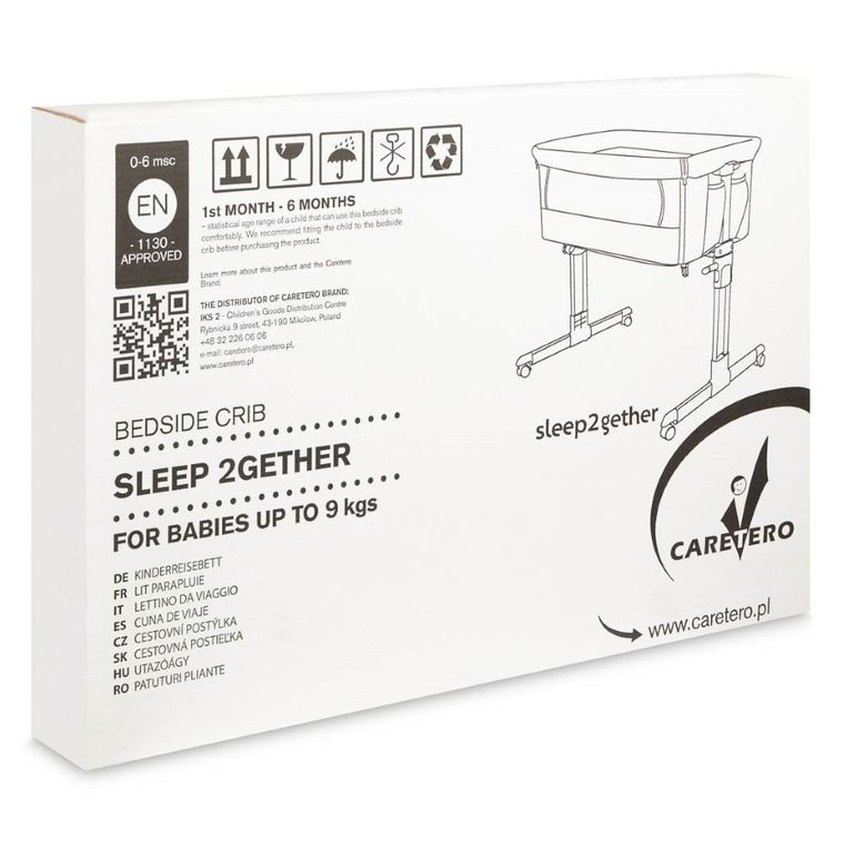 Caretero, Sleep2gether, łóżeczko dostawne, graphite