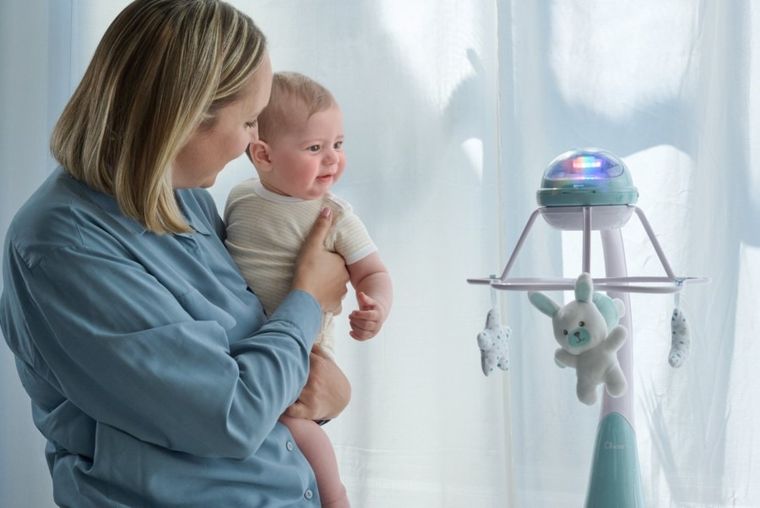 Chicco, First Dreams, karuzela do łóżeczka, 3w1, rainbow, niebieska