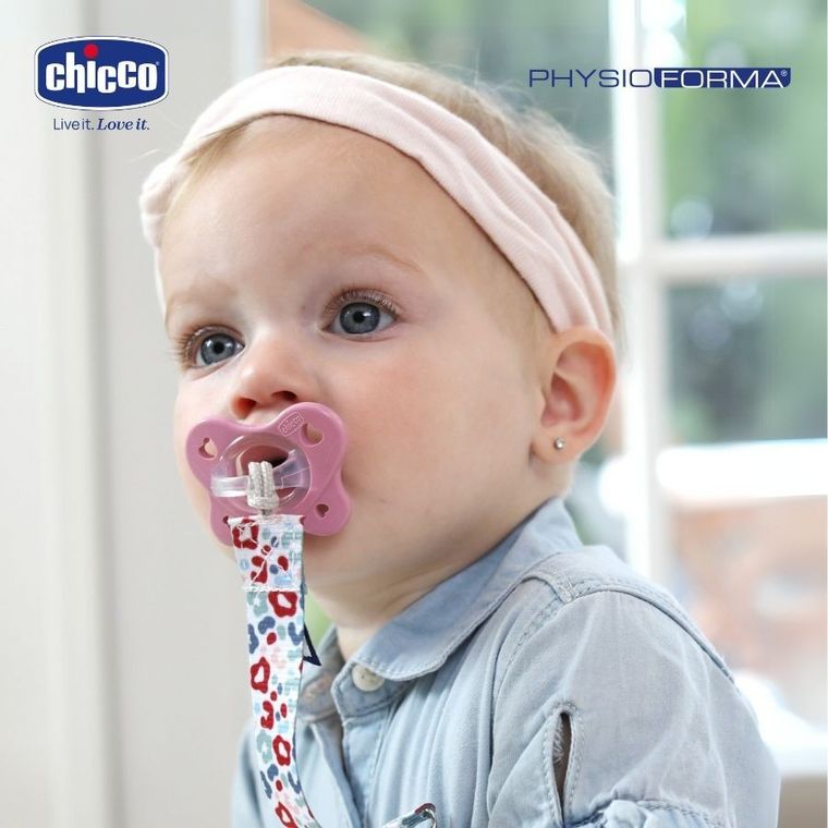 Chicco, PhysioForma Dual Soft, smoczek uspokajający, silikonowy, różowy, 6-16m, 2 szt.