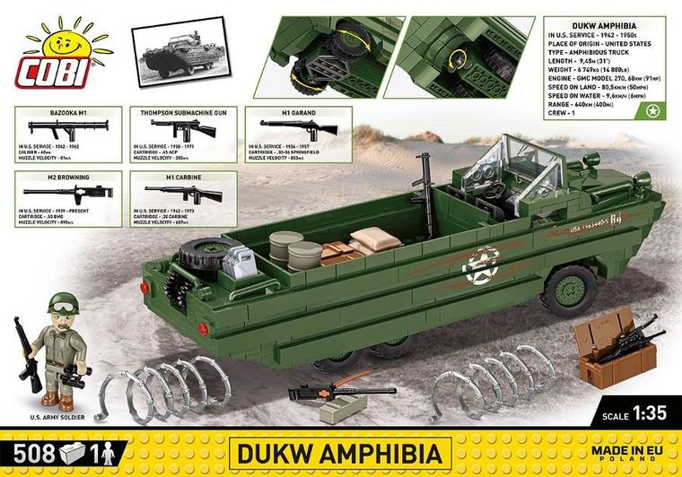 Cobi, Historical Collection WWII, DUKW Amphibia, 1:35, klocki, 508 elementów