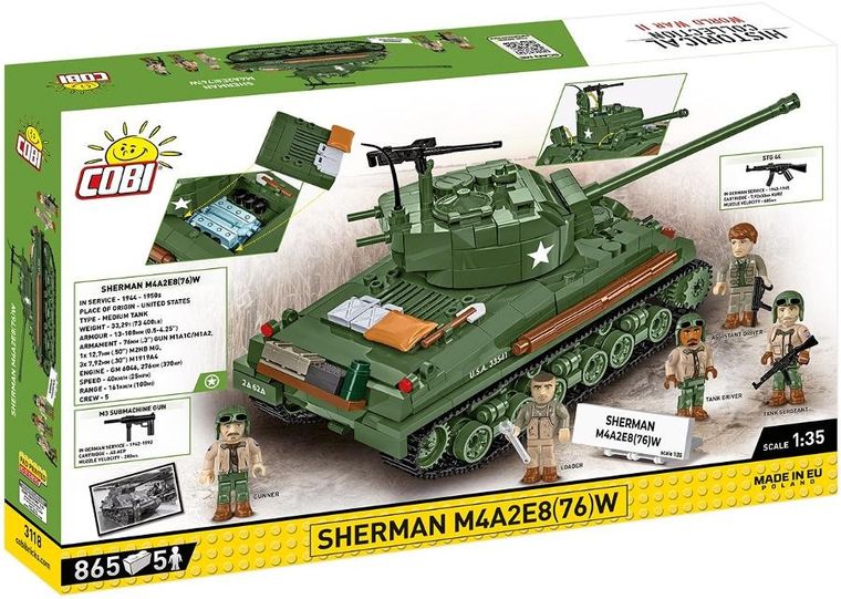 Cobi, Historical Collection WWII, Sherman M4A2E8, klocki, 865 elementów