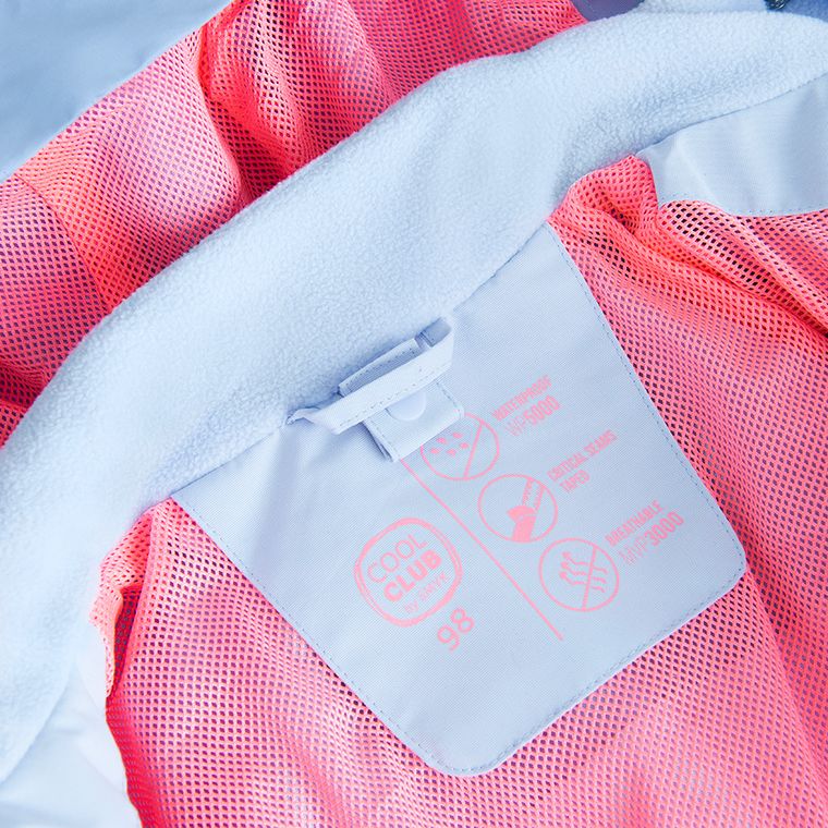 Cool Club, Przeciwdeszczowa kurtka dziewczęca z kapturem, 3w1, Bluza polarowa, rozpinana, niebieska