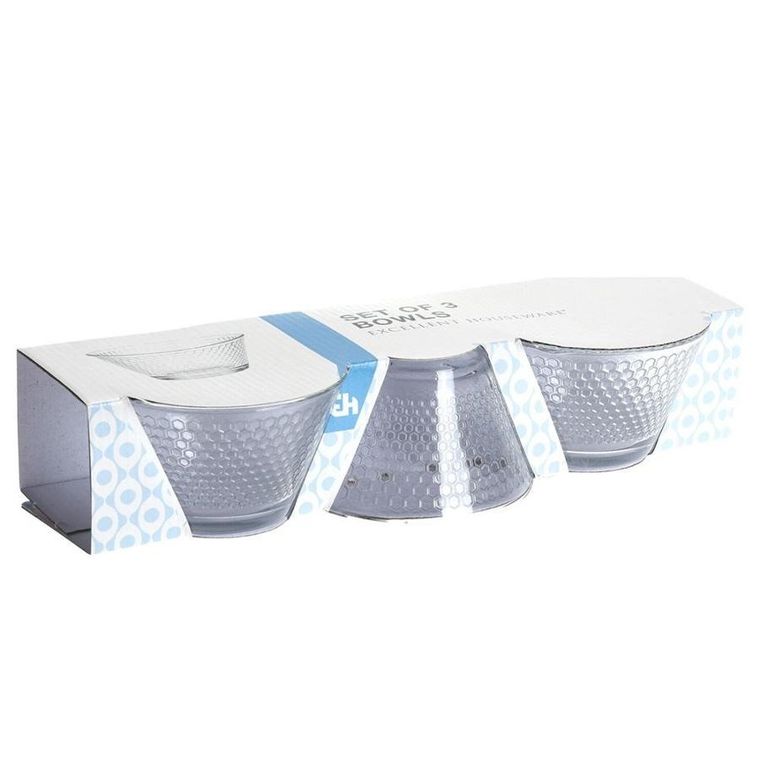 Excellent Houseware, miska szklana, salaterka, 3 szt., 300 ml