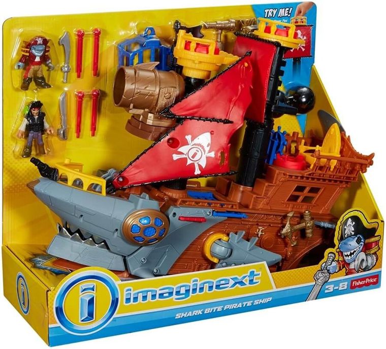 Fisher-Price, Imaginext, Rekin, Statek piracki, zestaw z figurkami