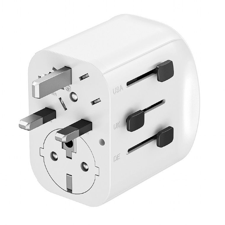 Gembird, adapter podróżny z uziemieniem, 15W, biały