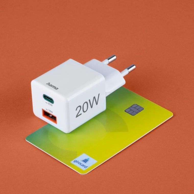 Hama, Power Delivery, ładowarka sieciowa, USB‑C, USB‑A, 20W, biała