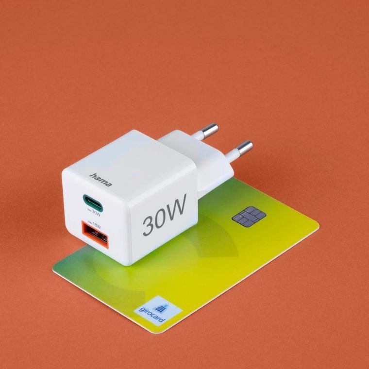 Hama, Power Delivery, ładowarka sieciowa, USB‑C, USB‑A, 30W, biała