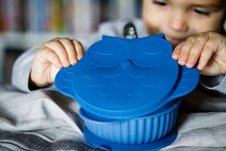 InnoGIO, GIOfresh, Sówka, silikonowa miseczka z pokrywką, niebieska