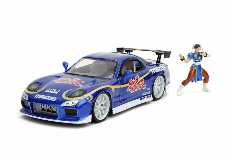 Jada Toys, Street Fighter, 1993 Mazda RX7, model pojazdu z figurką, 1:24