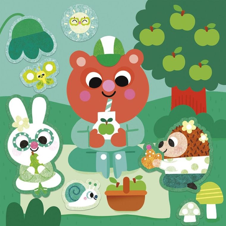 Janod, My arts & crafts, zestaw kreatywny, naklejki z filcu i magiczny pisak