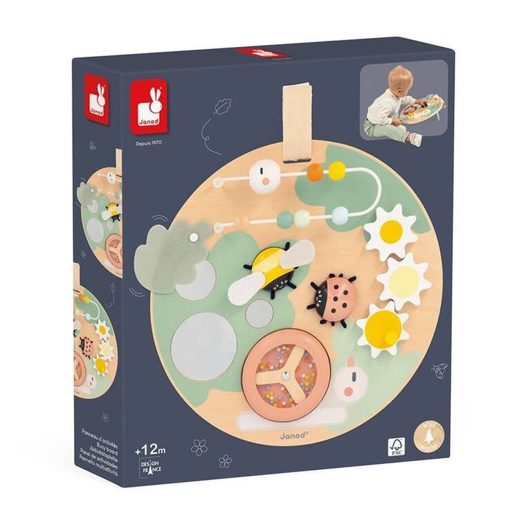 Janod, Sweet Cocoon, wielofunkcyjna tablica edukacyjna, drewniana, Ogród