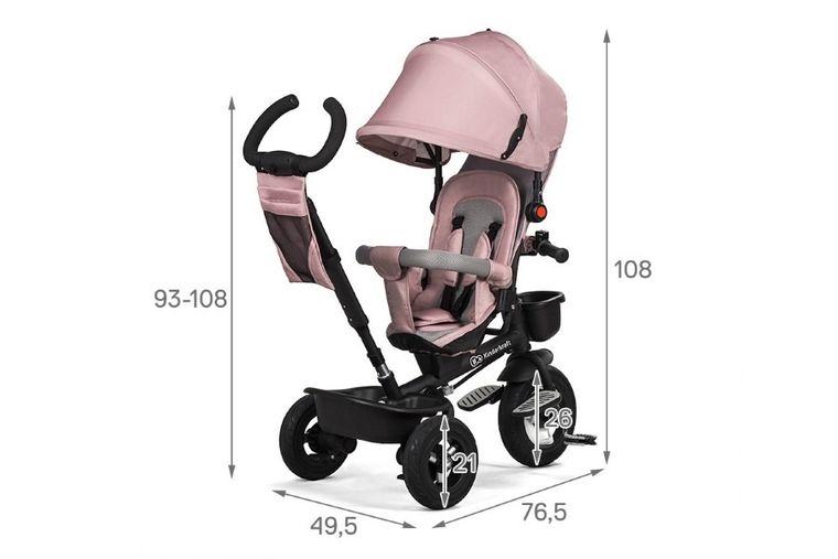 Kinderkraft, Aveo, rowerek trójkołowy, różowy