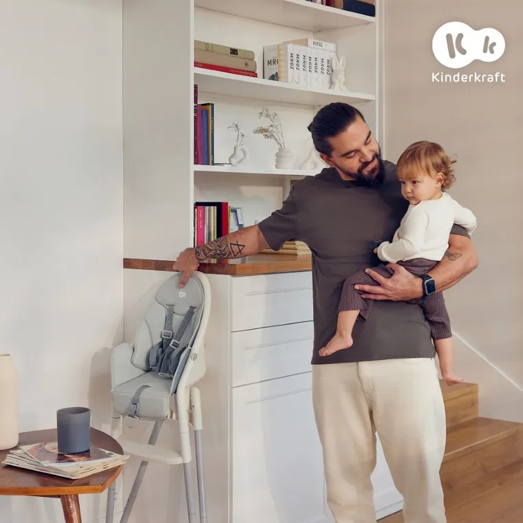 Kinderkraft, Dinnly, krzesełko do karmienia 2w1, szare
