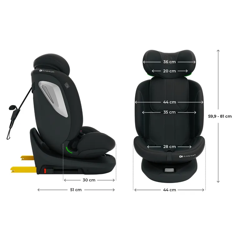 Kinderkraft, I-Grow 2 Plus, fotelik samochodowy, i-Size, black, 40-150 cm